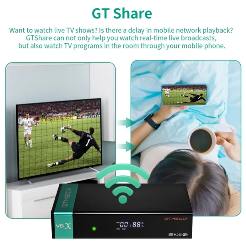 Gtmedia-receptor de Satélite com Wifi Embutido Leitor de Cartão ca Suporte Stb Mars Ecam Ccam M3u V8x Dvb-s s2 S2x H.265 Hevc 10bit - Image 3
