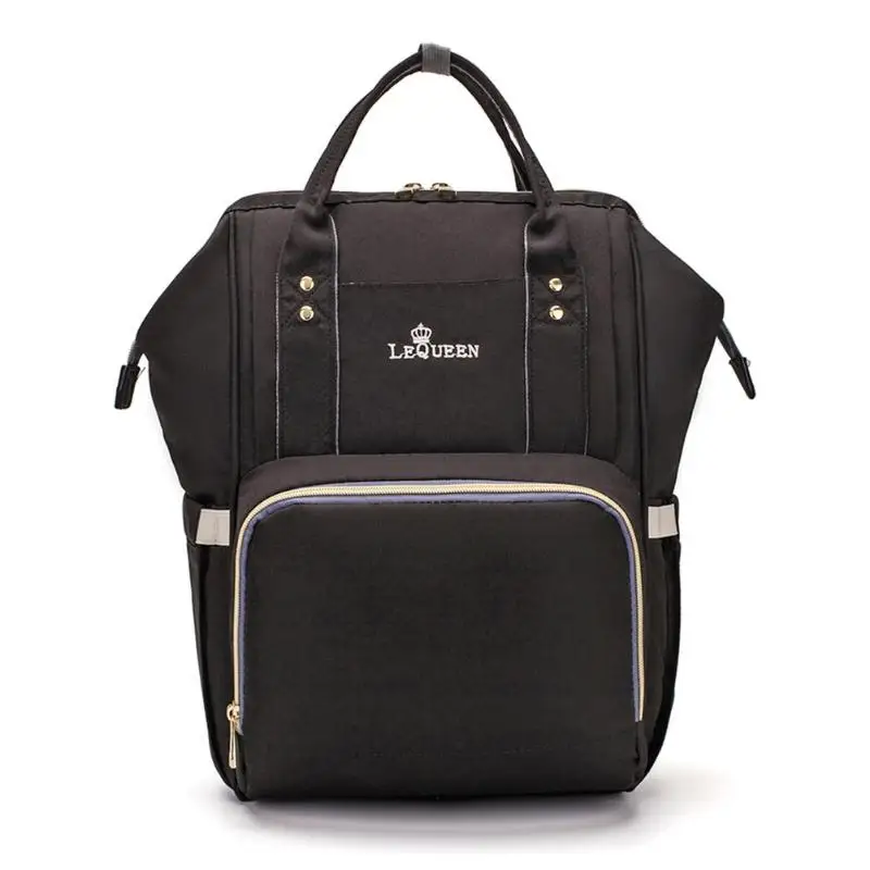 Lequeen Модная Портативная сумка для подгузников для мам, большая вместительность, водонепроницаемый рюкзак для путешествий, сумка для подгузников для ухода за ребенком - Цвет: A Black