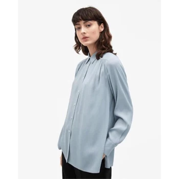

Luxury Silk satin shirt Women Lady Fashion Blouse twill Silk shirt casual long-sleeved shirt