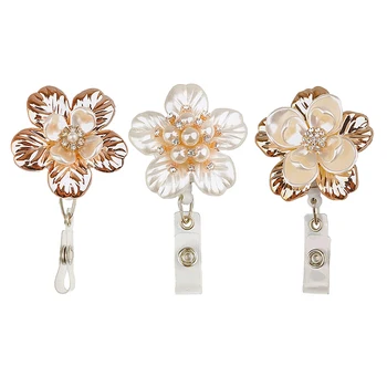 

10pcs/lot Exquisite Floral Series Retractable Reel ID Badge Holder with Belt Clip for Nurse Medical Accessory