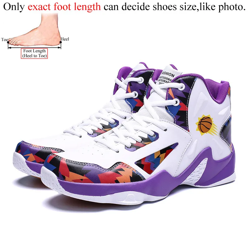 White Purple Баскетбольные мужские кроссовки basketbol ayakkabi zapatillas de basquetbol deportivas hombre baloncesto shoe mens sepatu basket - Цвет: White Purple