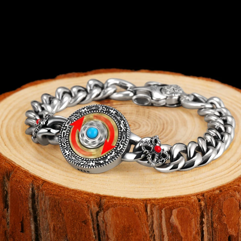 Cigovo мужской Jiugongbagua Ретро Vajra 925 серебряный браслет хип-хоп индивидуальный наплыв в этническом стиле