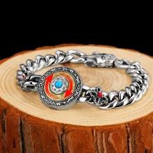 Cigovo мужской Jiugongbagua Ретро Vajra 925 серебряный браслет хип-хоп индивидуальный наплыв в этническом стиле