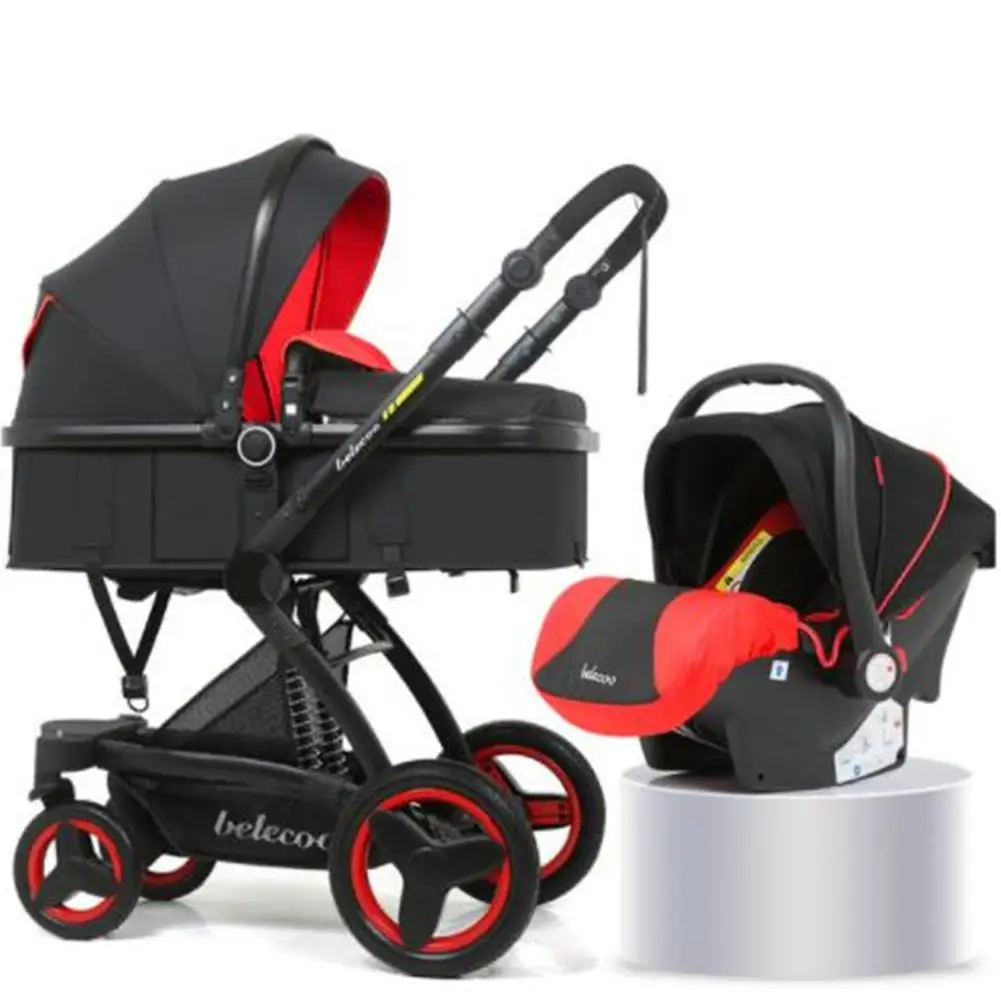 Kidlove Belecoo High-view складной противоударный Детские коляски с корзиной - Цвет: Oxford black basket