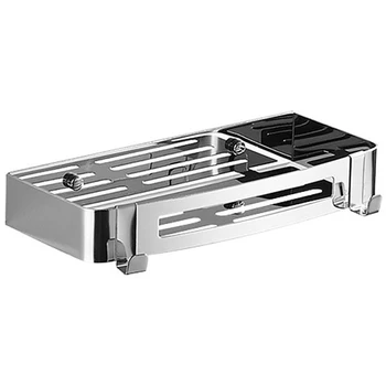 

Single Layer Wall Mount Bathroom Organizer Modern Punch Free Storage Shelf Rack Shampoo Lotion Home Stainless Steel Toilet