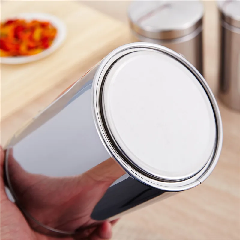 3Pcs Stainless Steel Tea Coffee Canisters Food Storage Jars Food Storage Mini Tea Candy Coffee Sugar Storage