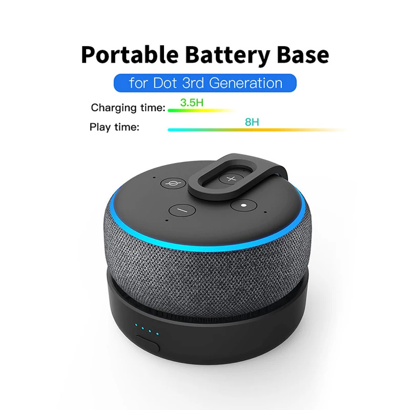 

GGMM D3 5200mAh Battery Case for Amazon Alexa Echo Dot 3nd Generation Charging Station For Echo Dot 3 With 8 Hours Playing Time