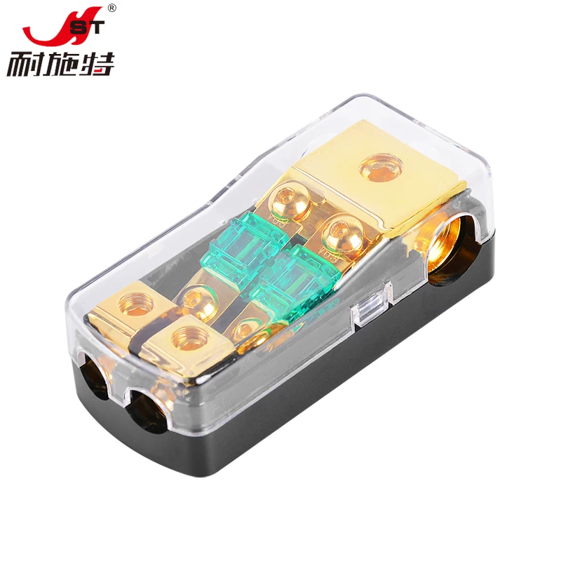 Universale 12V 30A ~ 100A 1 In 2 Modi Car Fuse Box Holder Placcato Oro Car Audio Di Sicurezza Del Sedile Per Auto Barca Audio Del Veicolo