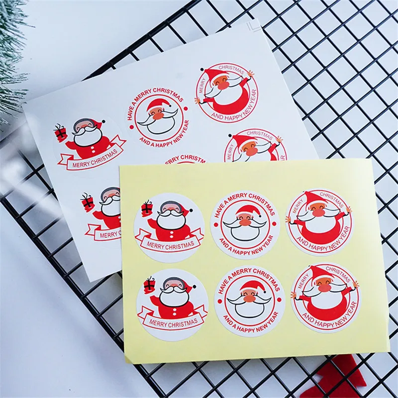 Круглая Рождественская наклейка s Санта-Клаус Лось Снеговик упаковка уплотнительные этикетки из крафтовой бумаги наклейки для выпечки Подарочные наклейки «сделай сам»