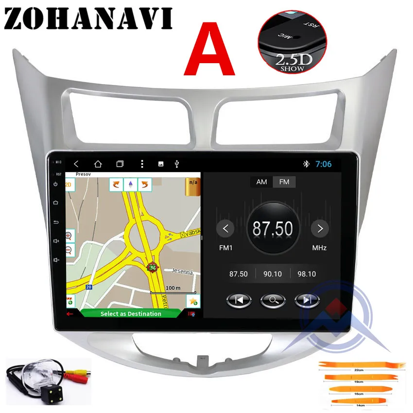 ZOHANAVI 10," Android 9,0 Восьмиядерный автомобильный dvd gps плеер для hyundai Solaris Verna accent автомобильный головной убор радио видео плеер navi - Цвет: 1G 16G Sedan