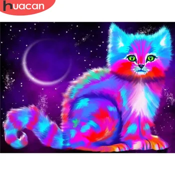 

HUACAN 5D Diamond Painting Cat Full Square/Round New Diamond Embroidery Animal Handmade Gift Craft Kit