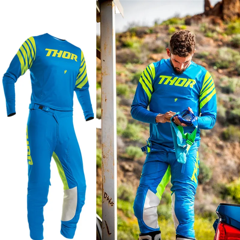 

2020 Motorcycle Gear Set for Thor Motocross Jersey And Pants With Inner compression shorts ATV BMX Motocross Jersey Set ATV Suit