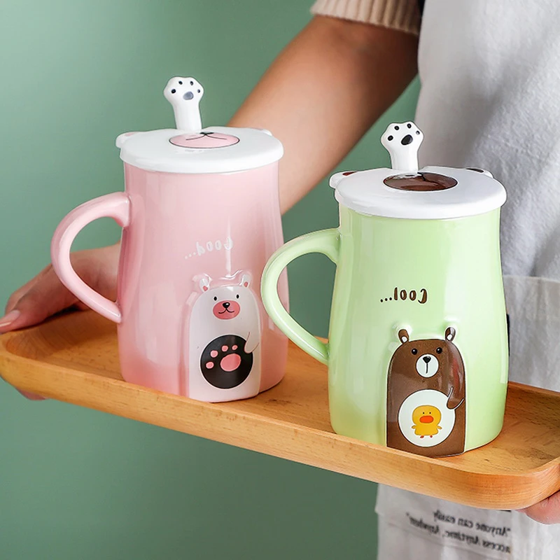 Buy Wholesale China 380ml Cute Bear Mug With Lid And Spoon, Kawaii Cup  Novelty Mug For Coffee, Tea And Milk, Mug Gift & Ceramic Mug at USD 2.1