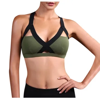 

Ladies'plain Color Front Cross Side Lace Sports Bra Full Cup Bra Vest Tops Женский Бюстгальтер Sujetador De Mujer