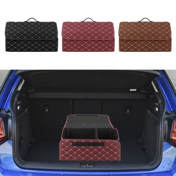 

Stowing Tidying Car Accessories Large Cargo Storage Car Trunk Organizer Box PU Leather Folding Storage Bag
