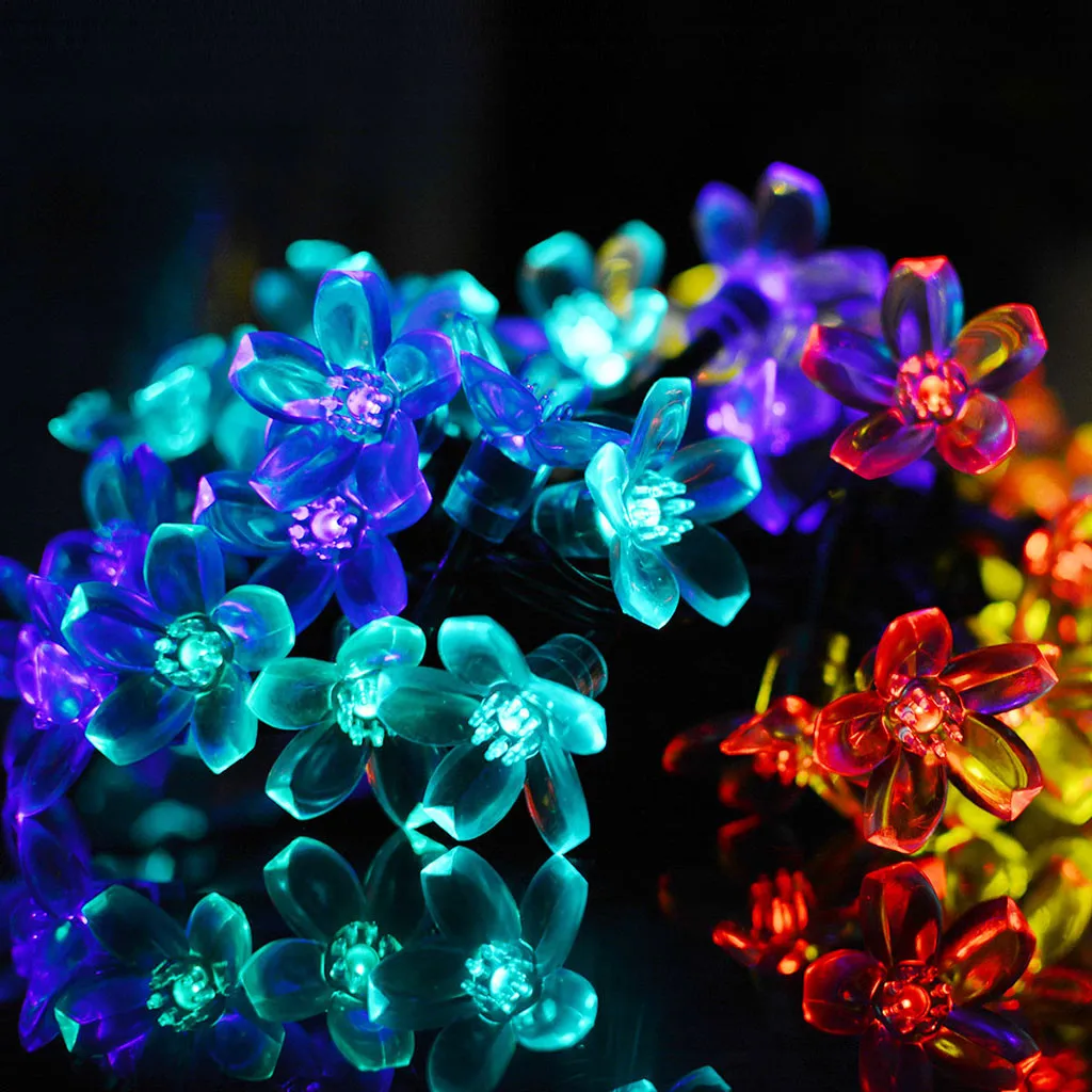 Solar 50 LEDS 7M Peach Flower Solar Lamp Power LED String Fairy Lights Solar Garlands Garden Christmas Decor For Outdoor