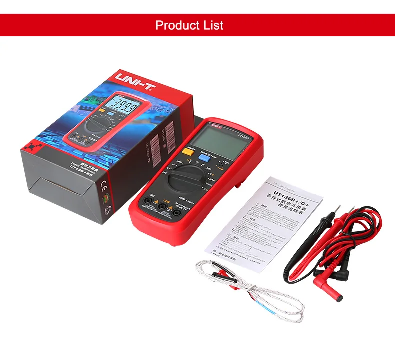 UNI-T UT136C+ high precision digital multimeter AC and DC voltage and current ohm diode frequency automatic range UT136B+