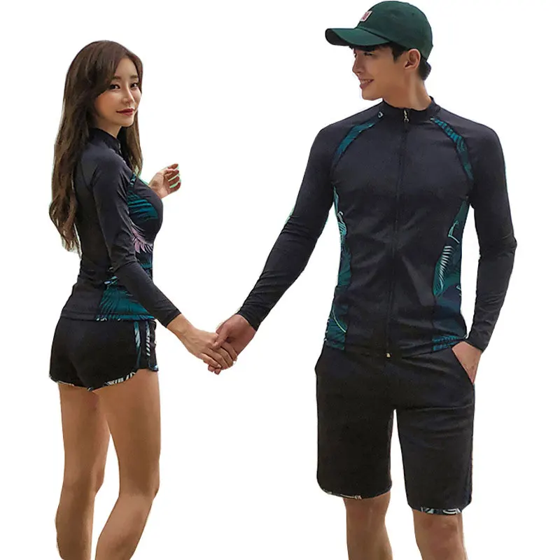 Men's 3pcs Women's 5pcs Yoga Clothes Set Sports Activewear Long Sleeve Swimsuit Bathing Suit Dive Skins Rash Guards Surf Suit