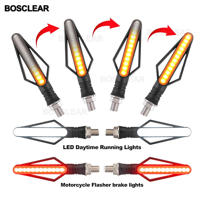 

2Pcs 24LED Universal Motorcycle Turn Signal Lights Motorbike Indicator for Fog Light Moto Tail Brake Lights Streamer Flashing
