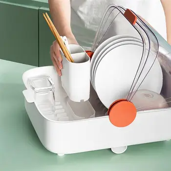 

Multifunctional Kitchen Dish Drying Rack Plastic Tableware Storage Rack Kitchen Cupboards Chopsticks Storage Box With Cover