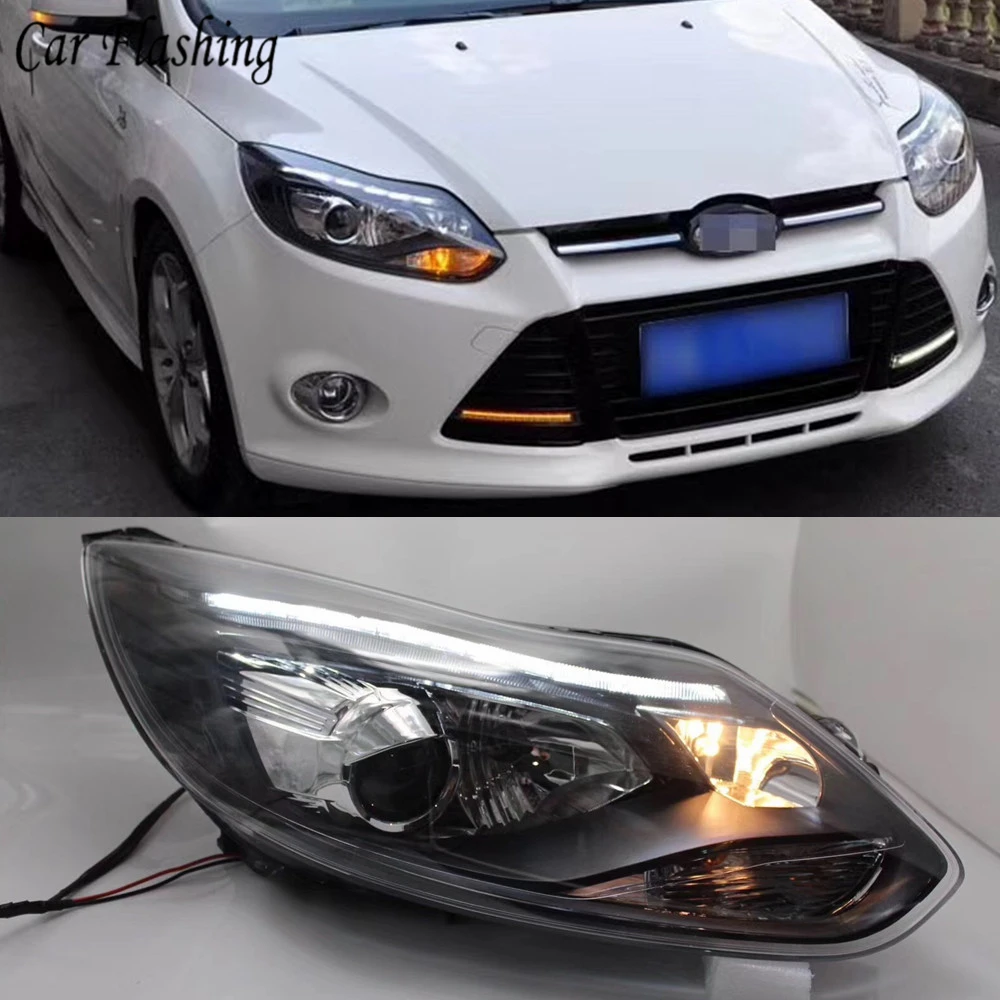 

Car Styling for Ford Focus 3 LED Headlight 2012 2013 2014 for focus ST Style LED DRL H7 Hid Option Angel Eye Bi Xenon Beam