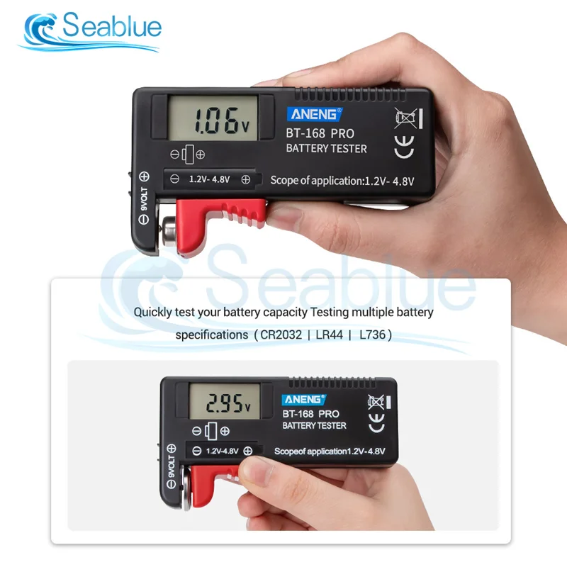 BT-168 Pro LED Digital Display Battery Tester Battery Checker Can Measure 18650 Batteries 9V 3.7V 1.5V Cell Batteries Tester 4