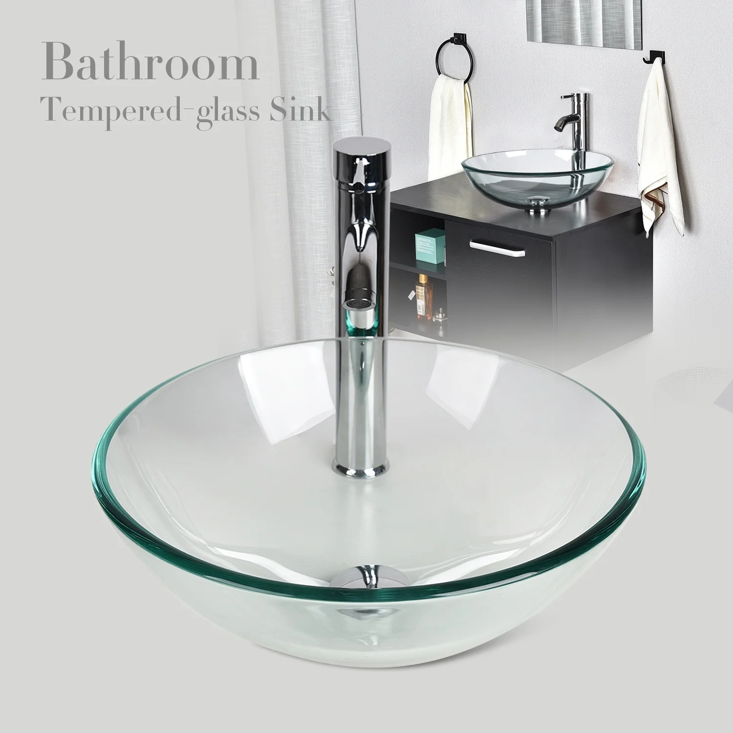 Набор из прозрачного стеклянного смесителя для ванной комнаты|Раковины ванной| |