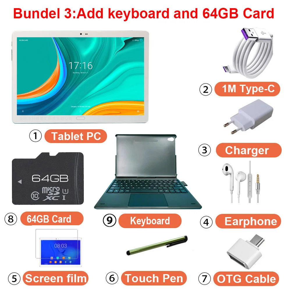 2 IN 1 Tablet With Keyboard Graphic Tablet With GPS Navigation 10.5 Inch Android 4G Tablet Type c 10 Cores 13MP MT6797 Deca Core 