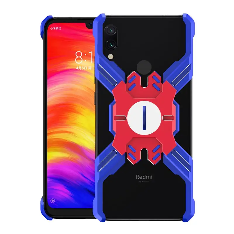 Металлический корпус мобильного телефона герой Marvel чехол для Xiaomi Redmi note7 металлический свободное закаленное стекло задняя крышка Coque Fundas - Цвет: Blue and Red