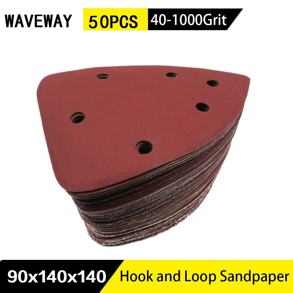 

WAVEWAY 50pcs Self-adhesive Sandpaper Triangle 6 holes SanderHook Loop Sandpaper Disc Abrasive Tools For Polishing Grit 40-1000