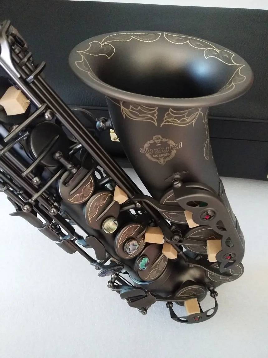 SUZUKI Alto Saxophone E flat Matte Black Nickel Plated Professional Musical Instruments Saxophone Students