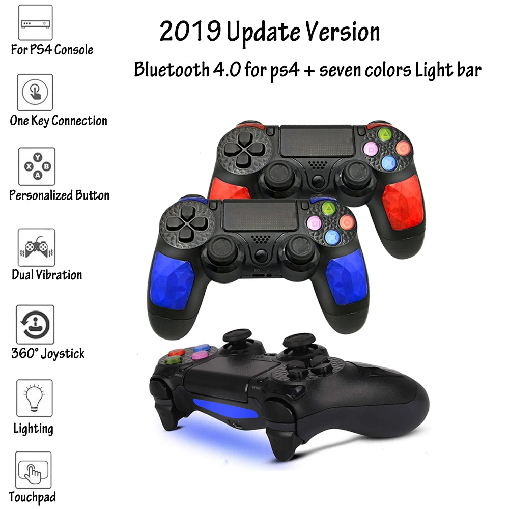 

PS4 Controller Wireless Joystick Bluetooth Remote Gamepad Light Bar Double Shock Game for Playstation 4 / PS4 Pro/ Slim/ PC