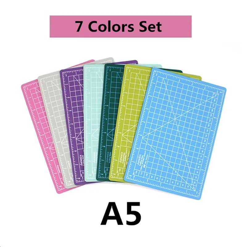 7Colors Set 1 Набор А5 ПВХ коврик для резки лоскутный коврик резьба Искусство ручной инструмент двухсторонний самовосhealing вающаяся мягкая режущая Доска школьные офисные принадлежности - Цвет: 7Colors Set