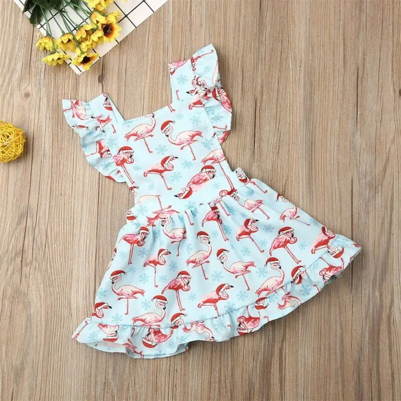 Newborn Baby Girl Christmas Flamingo Clothes Dress Casual Party Tutu Dresses | Мать и ребенок