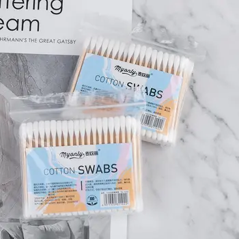 

100/200 Pcs Cleansing Cotton Swabs Double-Headed Makeup Sticks Designed With Double Cotton Tip Soft And Absorbent Makeup Sale