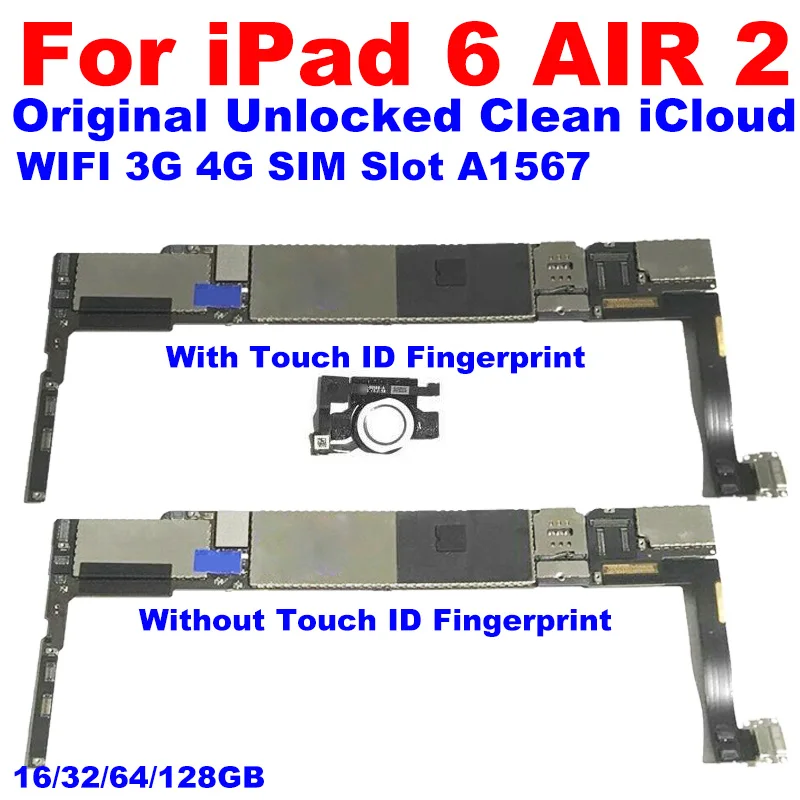 Материнская плата A1567 для ipad 6 Air 2 материнская разблокированная логическая с touch id