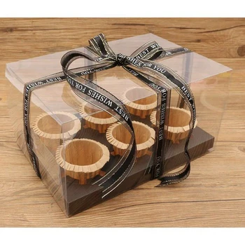 

5Pcs Clear Plastic Cupcake Packaging Box Cake Favors Box Container Wedding Party Cupcake Boxes Transparent Packing Gift Box