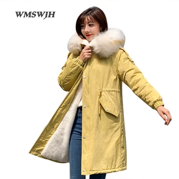 

Women Winter Jackets And Coats Fashion Faux Fur Collar Hooded Solid Wool Liner Keep Warm Parka 2019 New Ladies Casual Outerwears