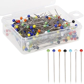 

1250Pcs with Box Wedding Accessories Tool Hand Sewing Fixed Round Color Plastic Pearl Head Sewing Needle Tailor Needle