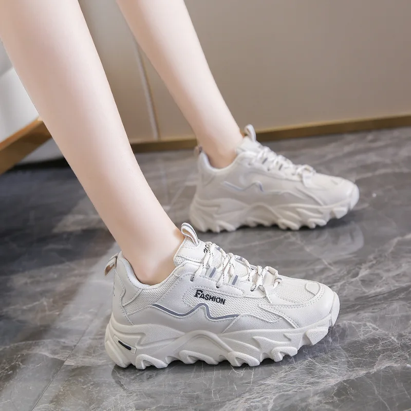 2021 Autumn New Thick-soled Old Shoes Korean Version of The Net Red Increased Women's Shoes Sports Leisure Running Shoes Women