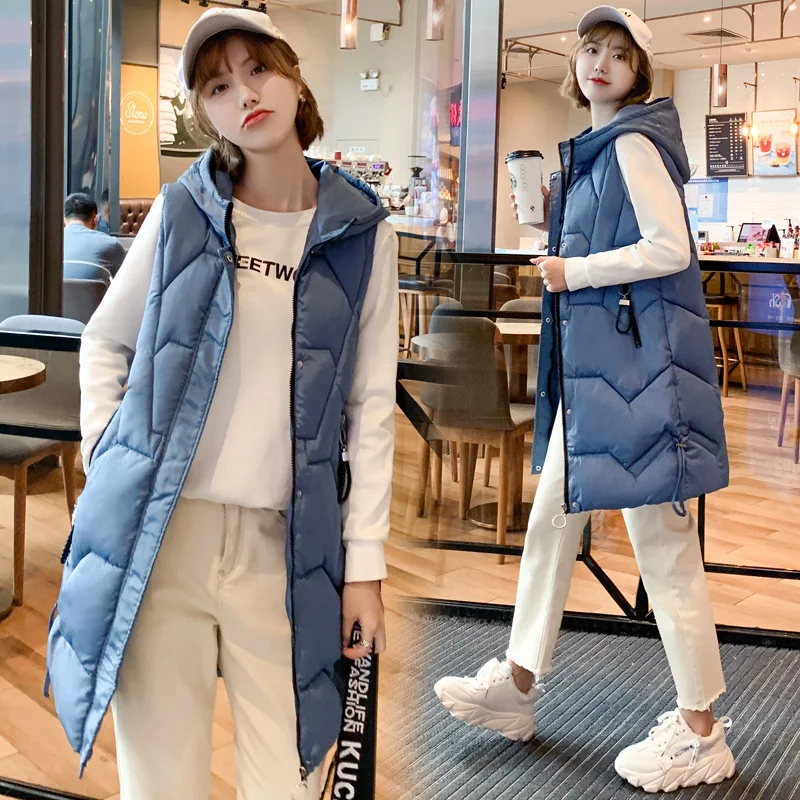 

Waistcoat Women's Mid-length Korean-style 2019 New Style Autumn And Winter Students Versatile Vest Slim Fit Vest down Jacket Cot