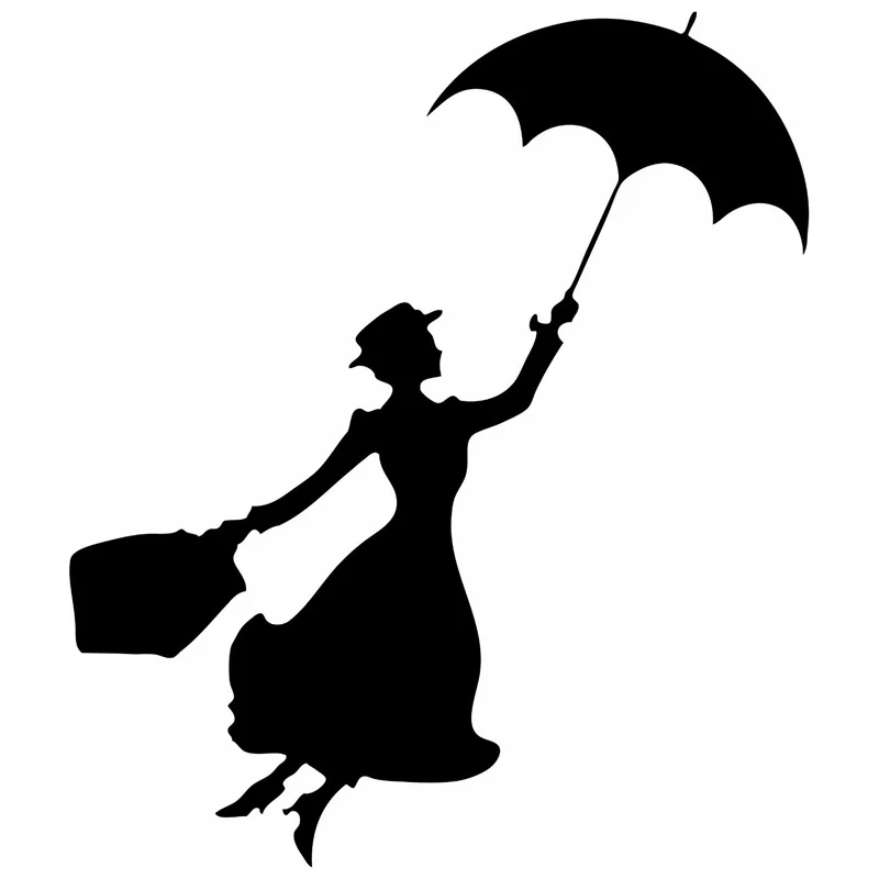 

14.5cm * 17cm Mary Poppins Fashion Car Modeling Decorative Decal PVC Waterproof Sunscreen Auto Sticker Customizable Colors