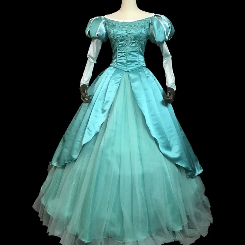 

The little Mermaid Ariel Princess Dresses Cosplay Costume Ariel Mermaid Women Dress Halloween Adult Long Sleeve Skirt Party