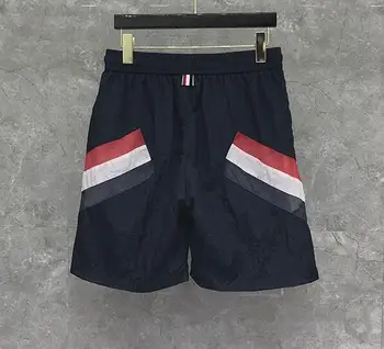 

2020 Fashion TB THOM Brand Casual Men Summer Beach Sports Trousers Vertical Striped Panelled Jogger Track Shorts