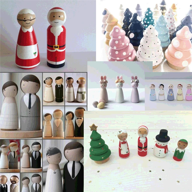 BDL 1pcs Wooden Peg Dolls Unfinished Unpainted Peg Doll Bodies Unfinished Doll Crafts Wooden Peg People Kit for Kids Painting Art and Creative DIY Craft School Art Class Kids Toy Family Crafts