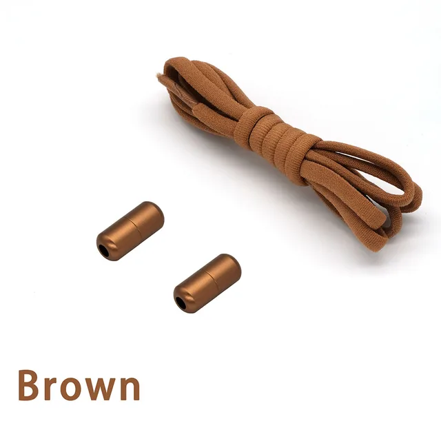 New Elastic Shoe Laces Round No Tie Shoelaces for Kids and Adult Shoelace for Sneakers Quick Lazy Laces Colorful Capsule Buckle Brown