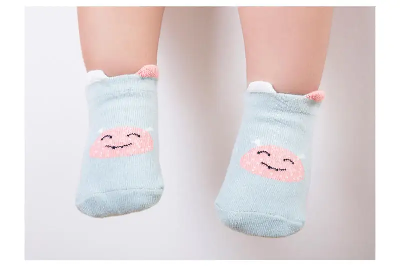 Balleenshiny/Новинка г.; носки для малышей с изображением маленького монстра; Нескользящие Детские носки для мальчиков и девочек с объемным закрытым носком и изображением животных