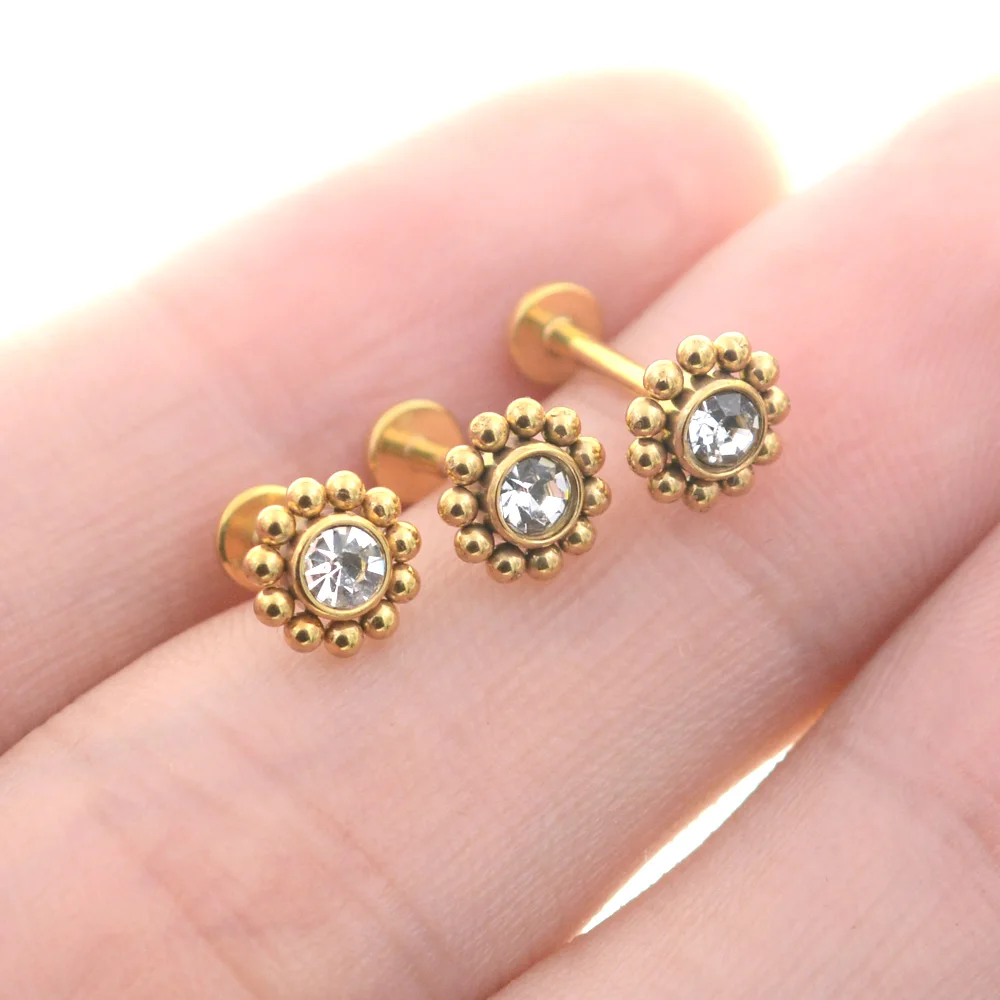 2Pcs 1.2x6/8/10mm Bar Sun Flower Helix Piercing Tragus Cartilage Earrings Conch Labret Lip Ring Nose Stud серьги Ear Jewelry 16G piercing jewelry,body piercing earrings,ear piercing jewelry,metal jewelry,body piercing jewelry,body jewelry