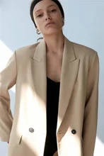 

3 Colors Simple Casual Blazer 2021 Women Solid Colors Double Breasted Commute Office Blazer New Autumn Winter All-Match Coats