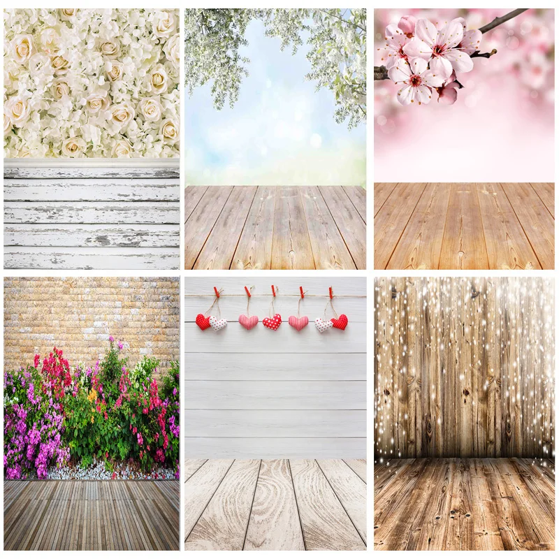 SHENGYONGBAO Art Fabric Christmas day Photography Backdrops Props Flower Landscape Wooden Floor Photo Studio Background ZLDT-13